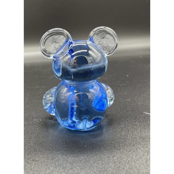 Art Glass Mouse Figurine Blue Hand Blown Glass - Picture 7 of 9